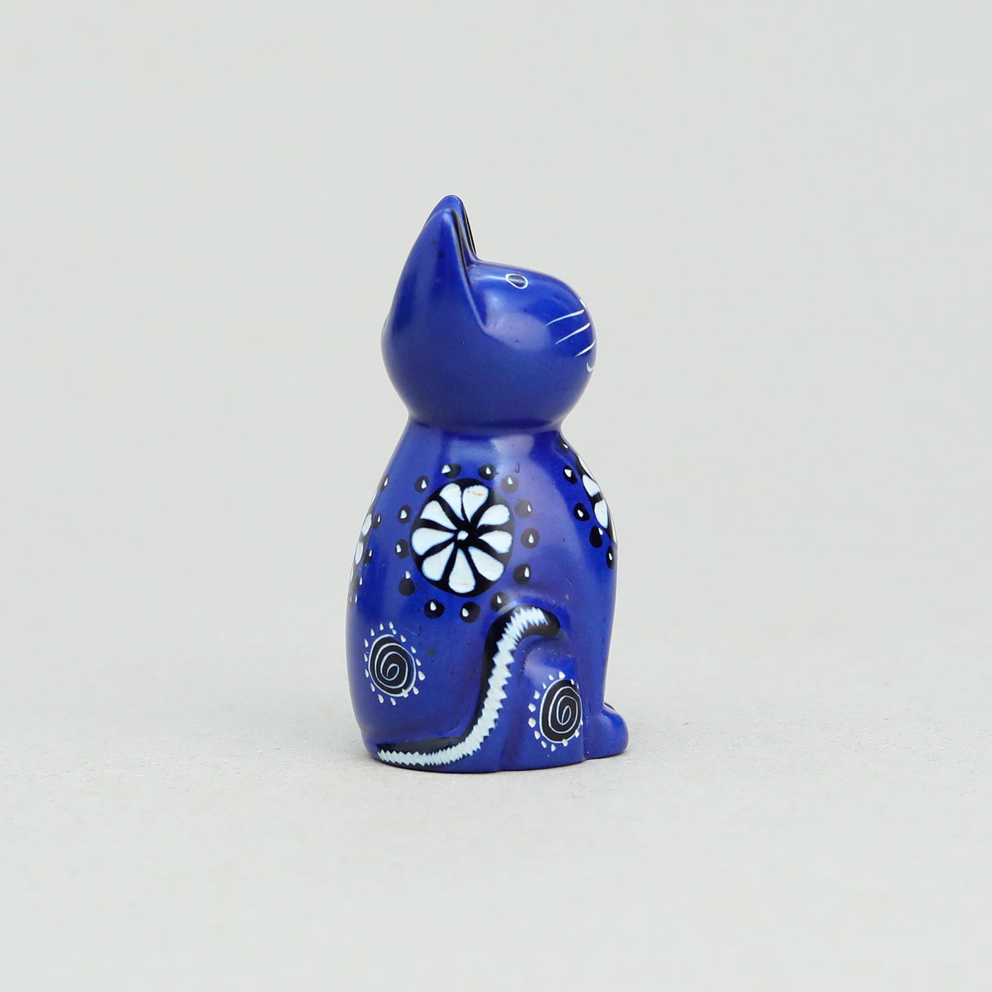 Soapstone Cute Kitty Cat Dark Blue (w)