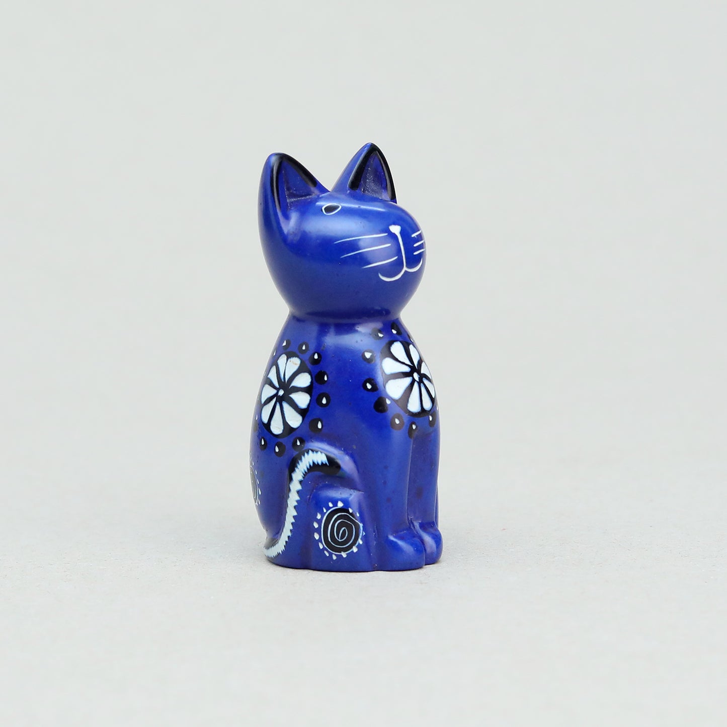 Soapstone Cute Kitty Cat Dark Blue (w)
