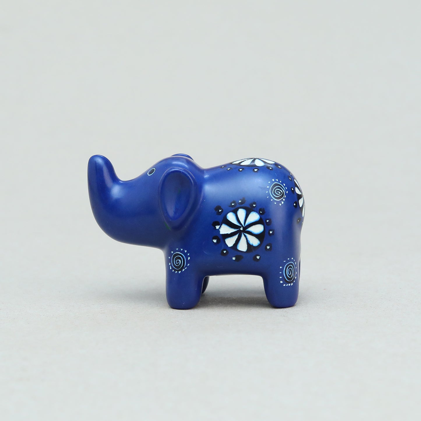 Soapstone Small-Eared Elephant Dark Blue (w)