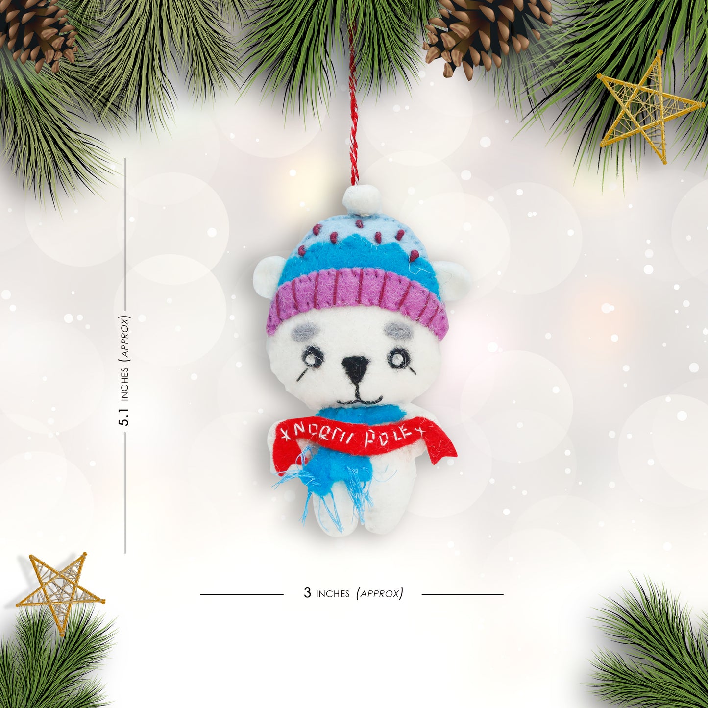 Felt Ornament - Polar Bear North Pole