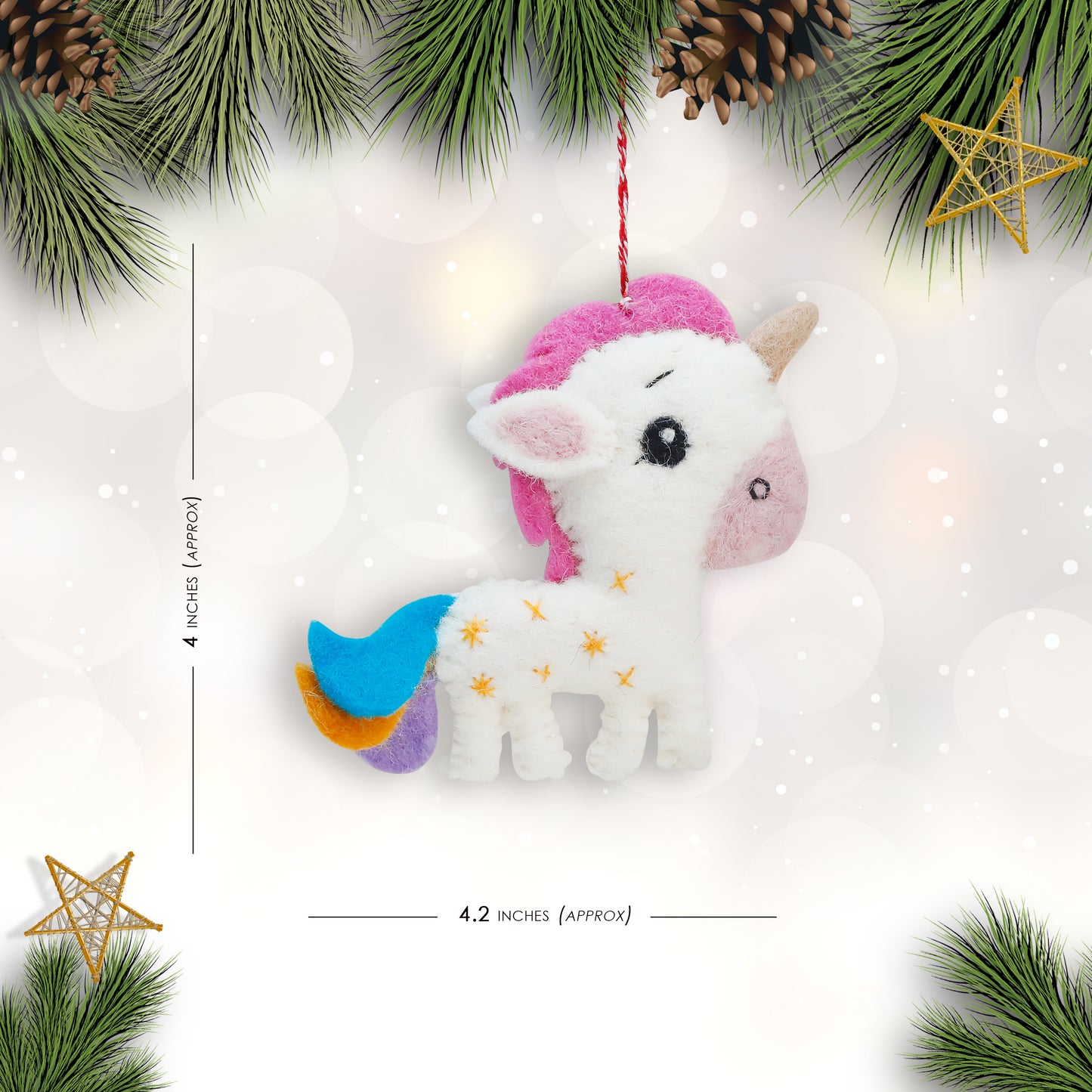 Felt Ornament - Wavey Tail Unicorn