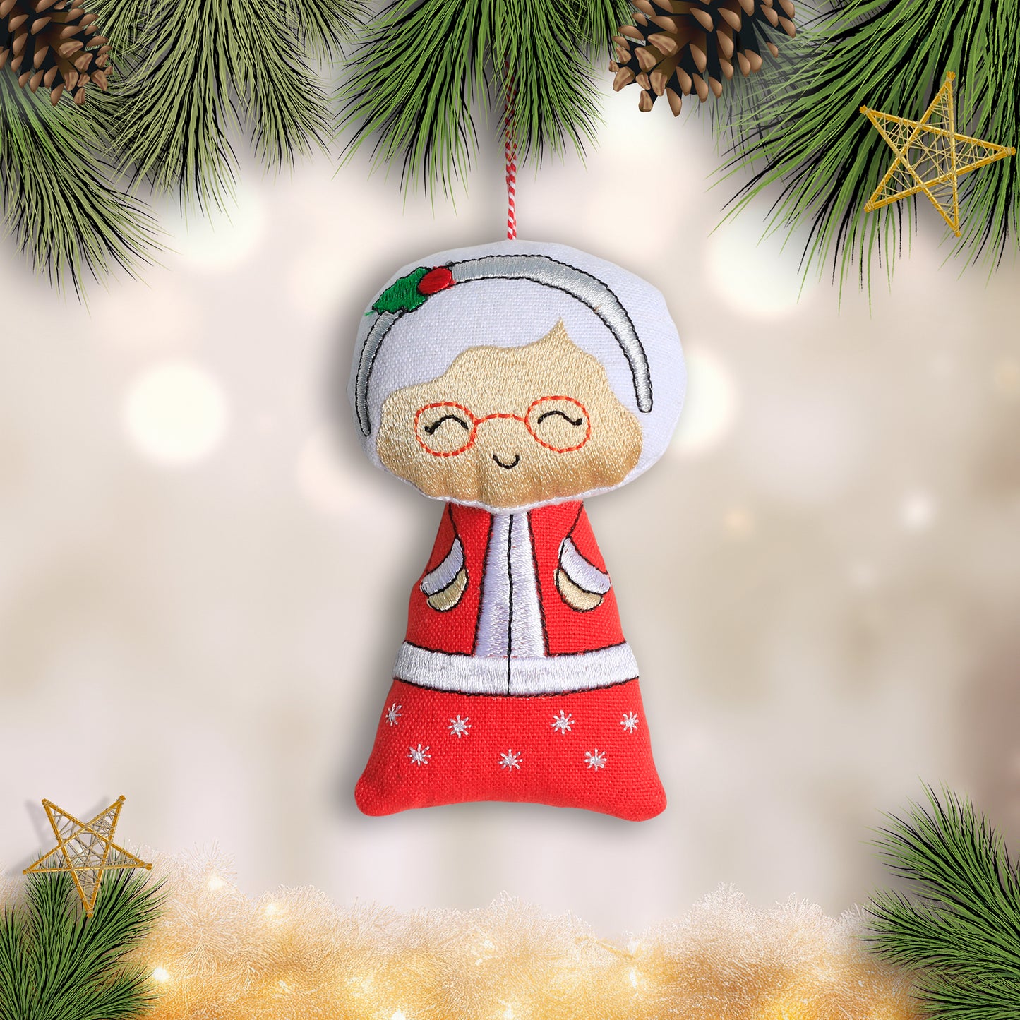 Organic Cotton Ornament - Mrs. Claus