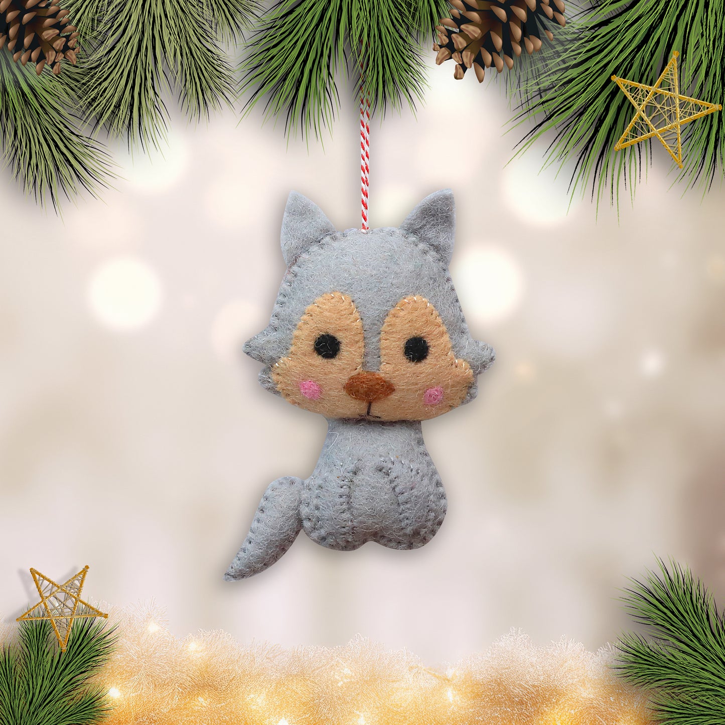 Felt Ornament - Wolf Inspired