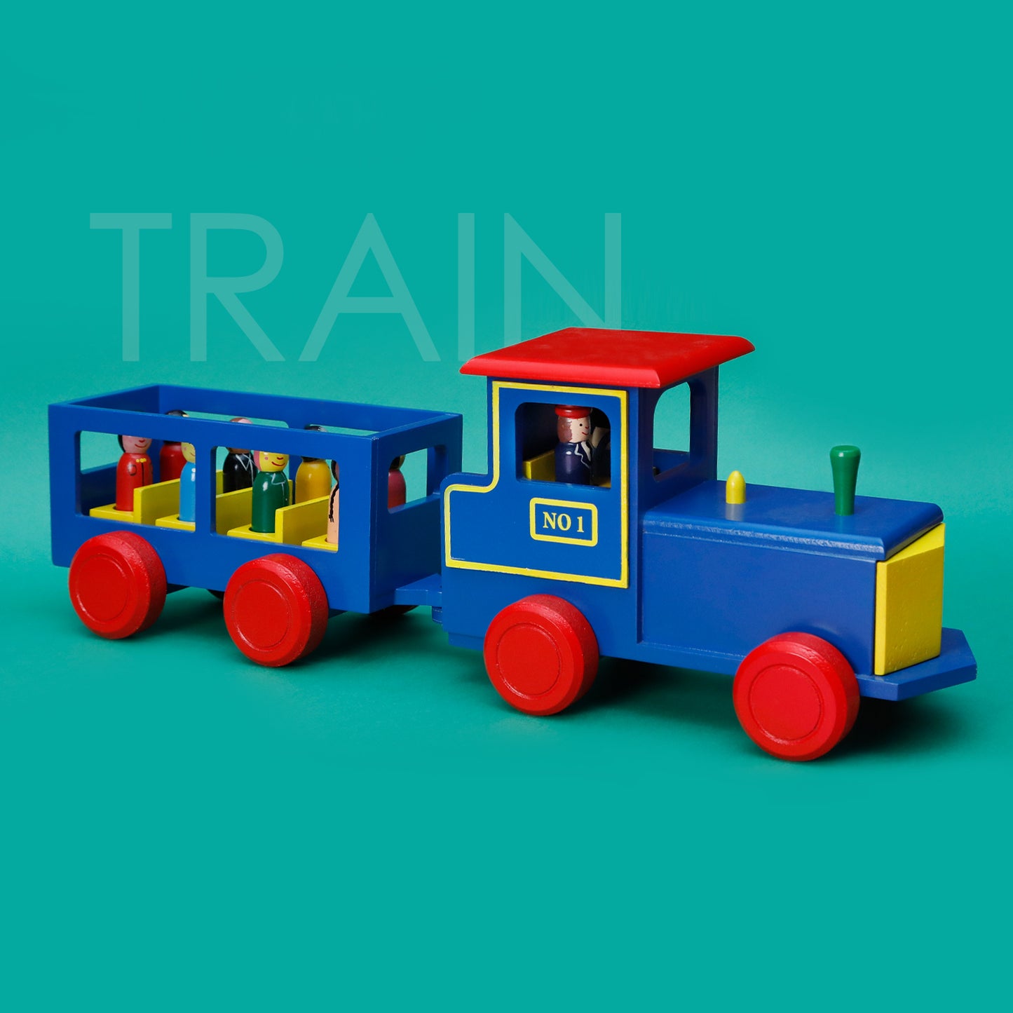 Wooden Train with Passengers