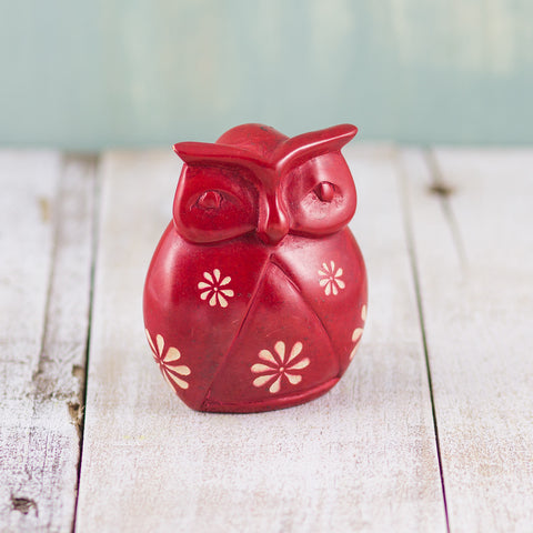 Soapstone Owl Red