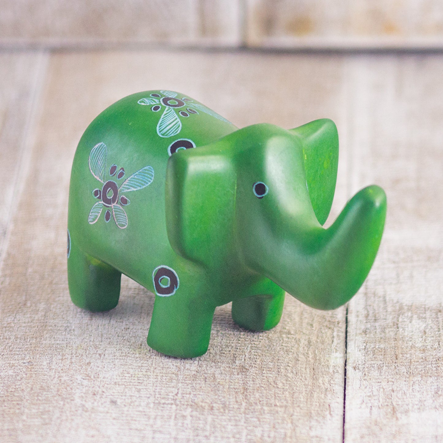 Soapstone Elephant Dark Green