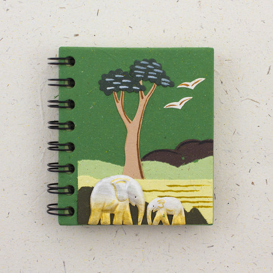 Small Notebook Elephants Dark Green