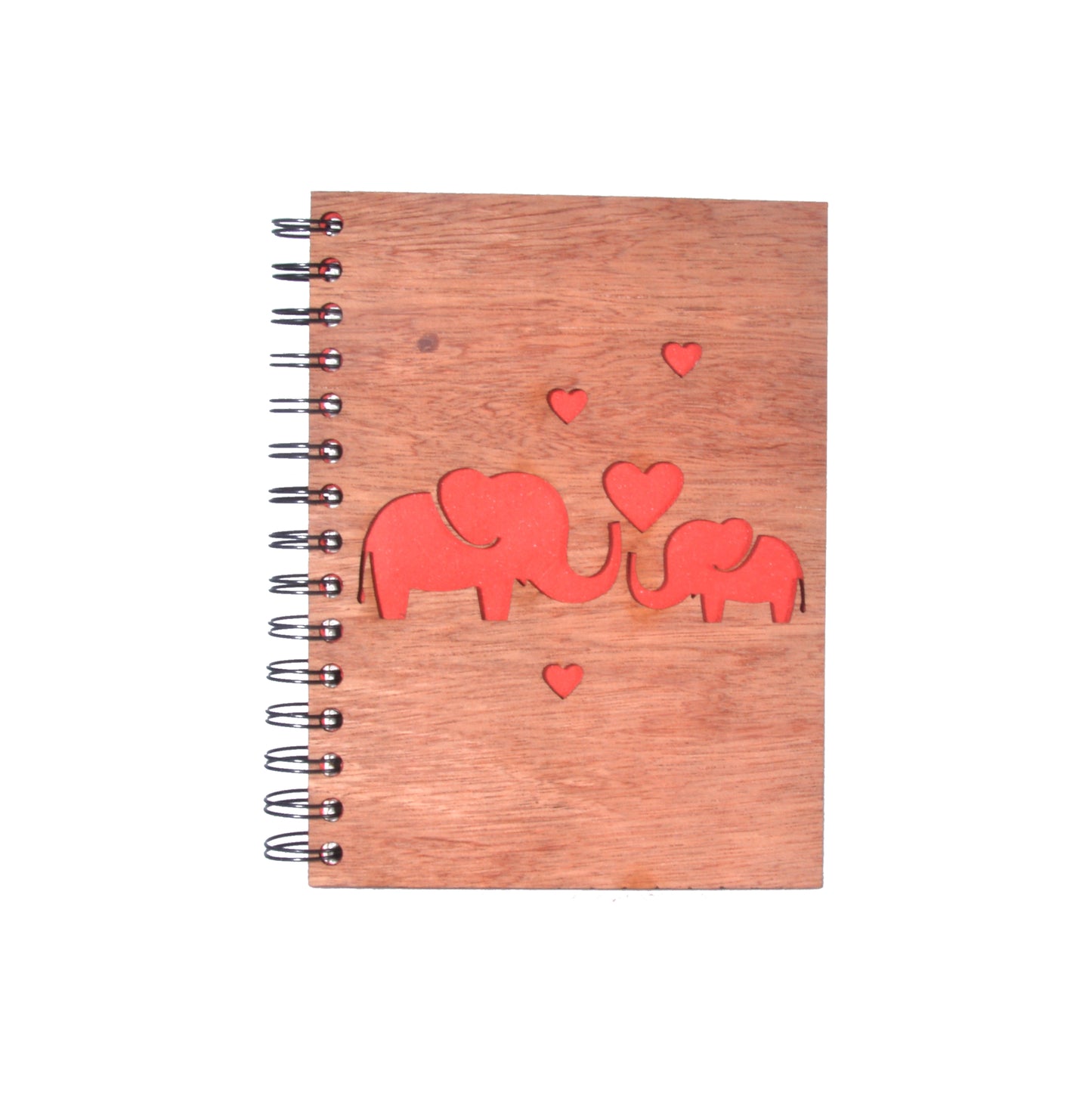 Large Notebook Wood Cover Elephant Love
