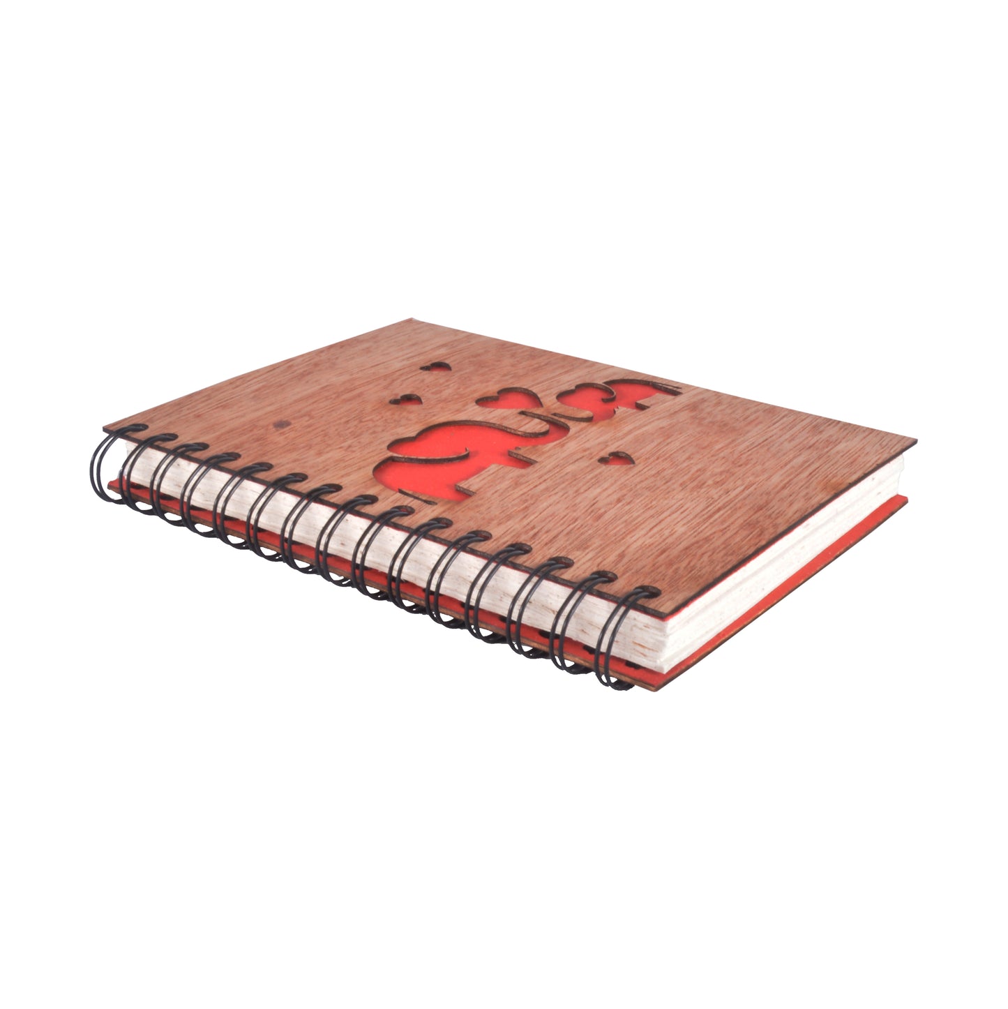 Large Notebook Wood Cover Elephant Love