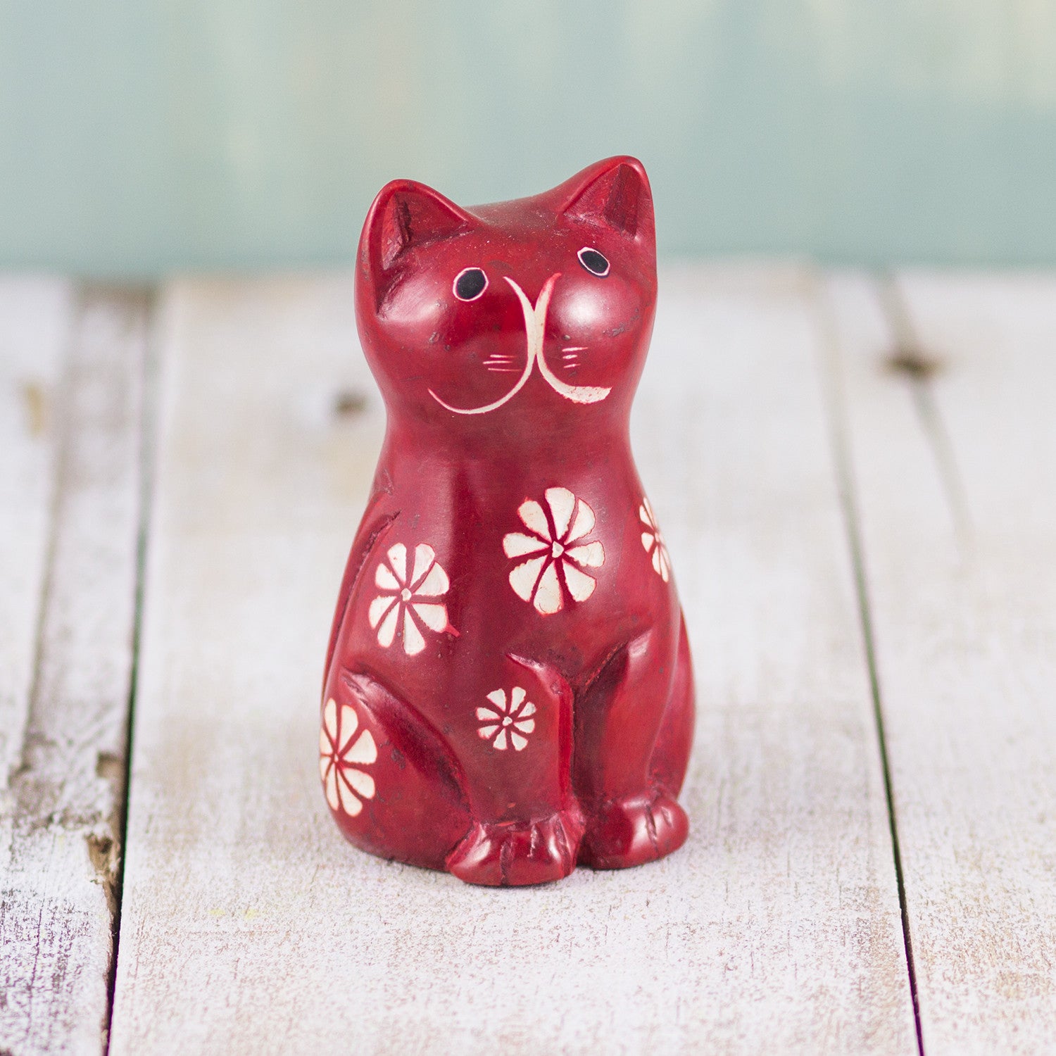 Soapstone Cute Kitty Cat Red