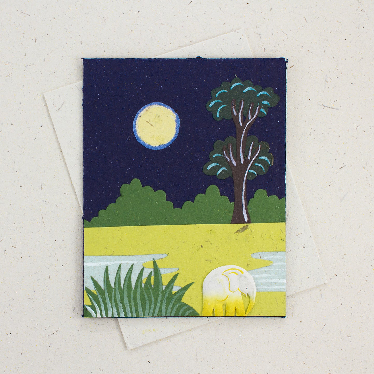 Single Greeting Card Elephant Dark Blue