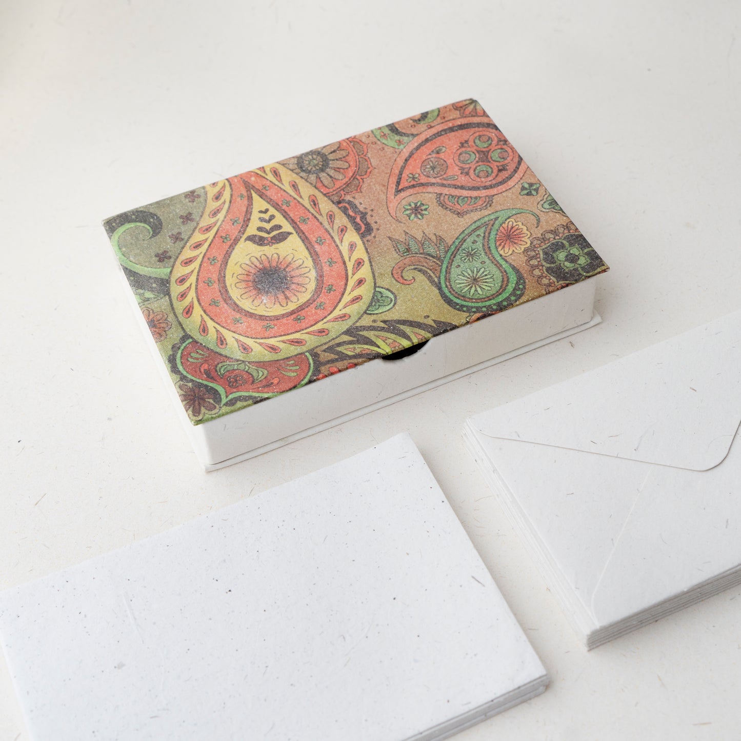 Boxed Stationery Set Paisley Yellow