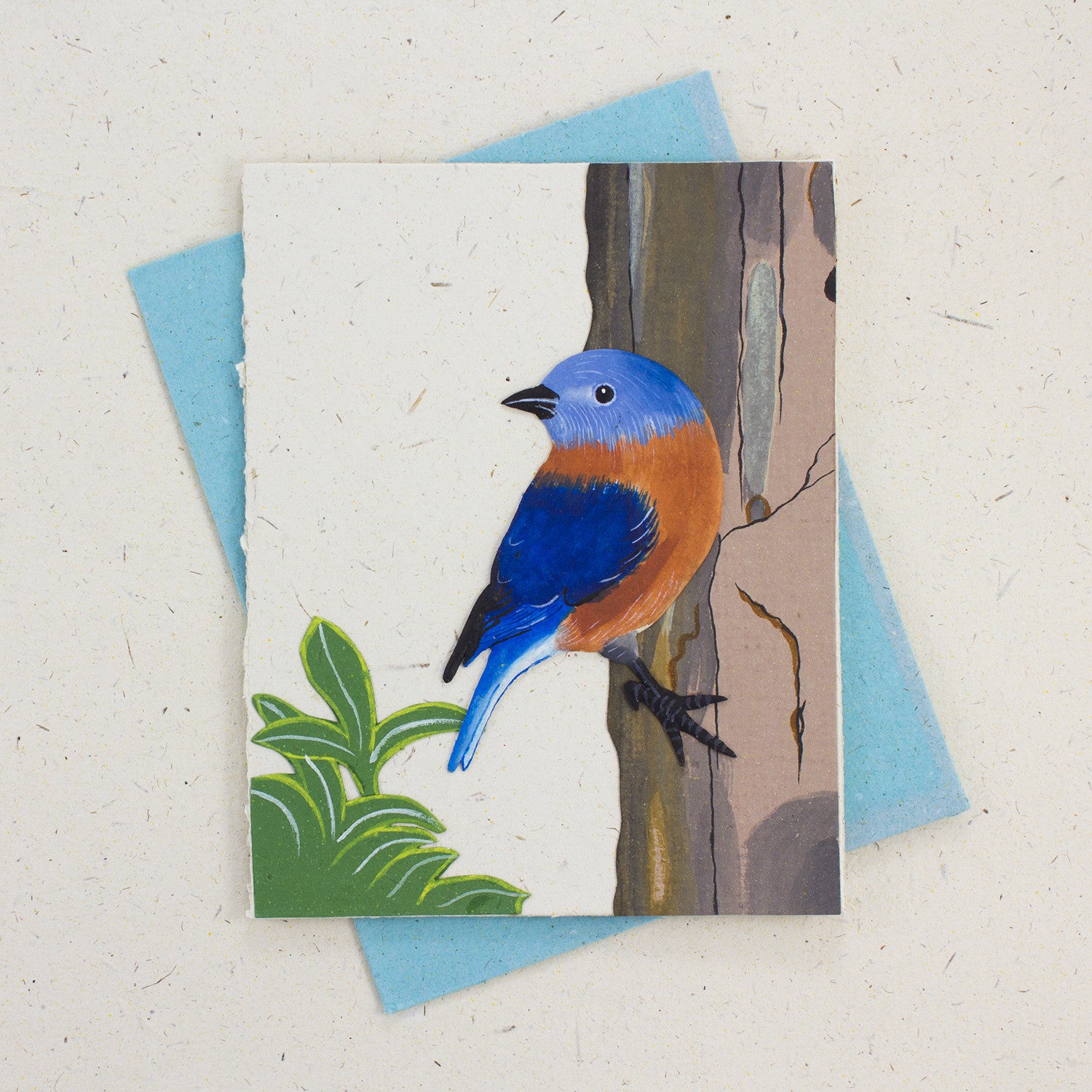 Single Greeting Card Bluebird Embossed