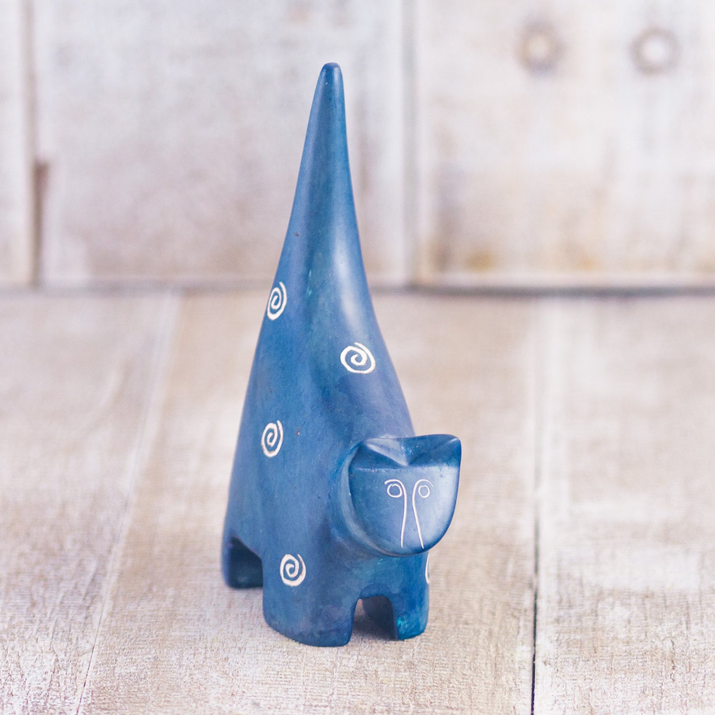 Soapstone Cat Dark Blue