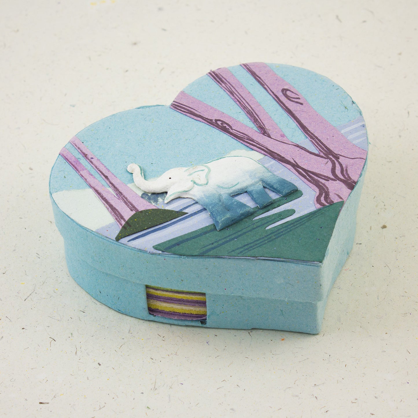 Heart Shaped Note Box Elephant Robin's Egg Blue