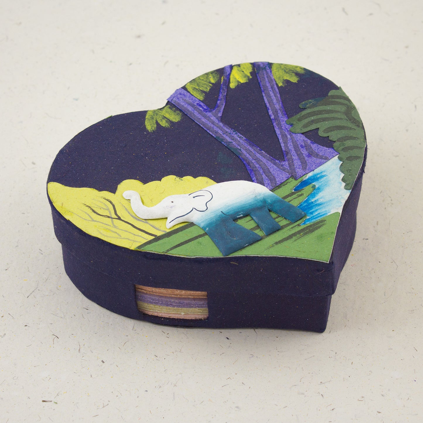 Heart Shaped Note Box Elephant Dark Blue