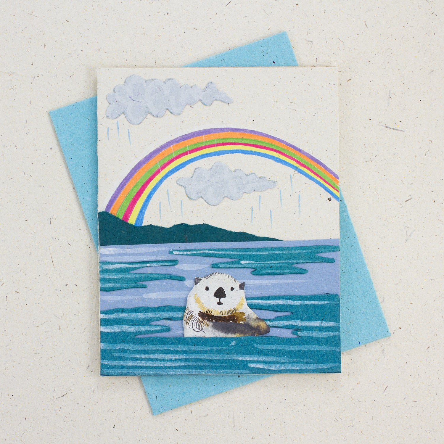 Single Greeting Card Sea Otter Natural White
