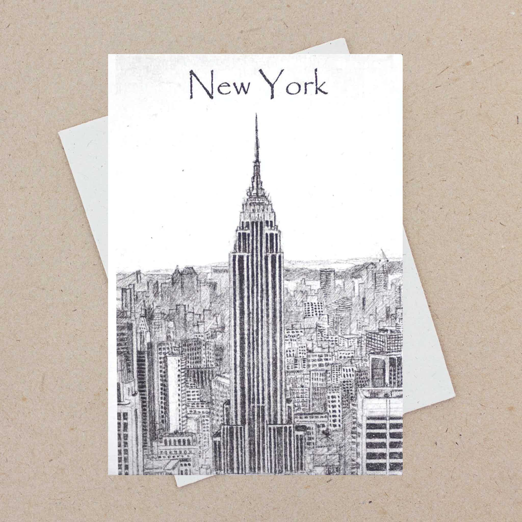 Single Greeting Card Empire State Building Sketch
