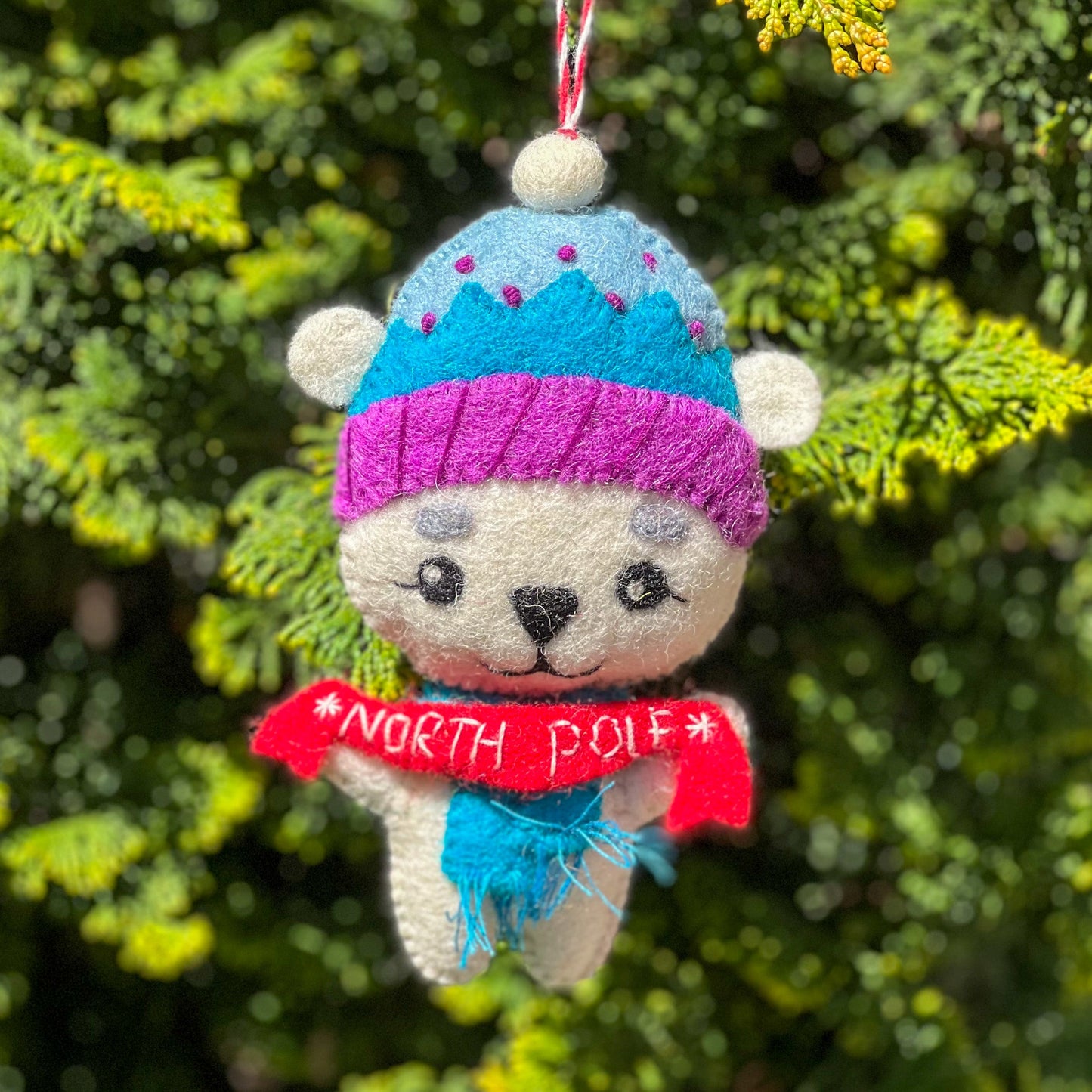 Felt Ornament - Polar Bear North Pole