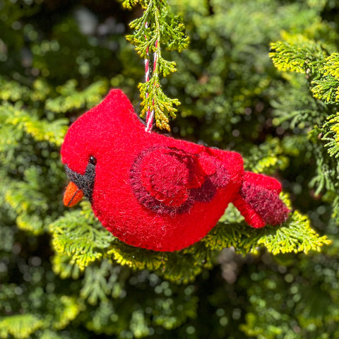 Handfelted Ornament Cardinal