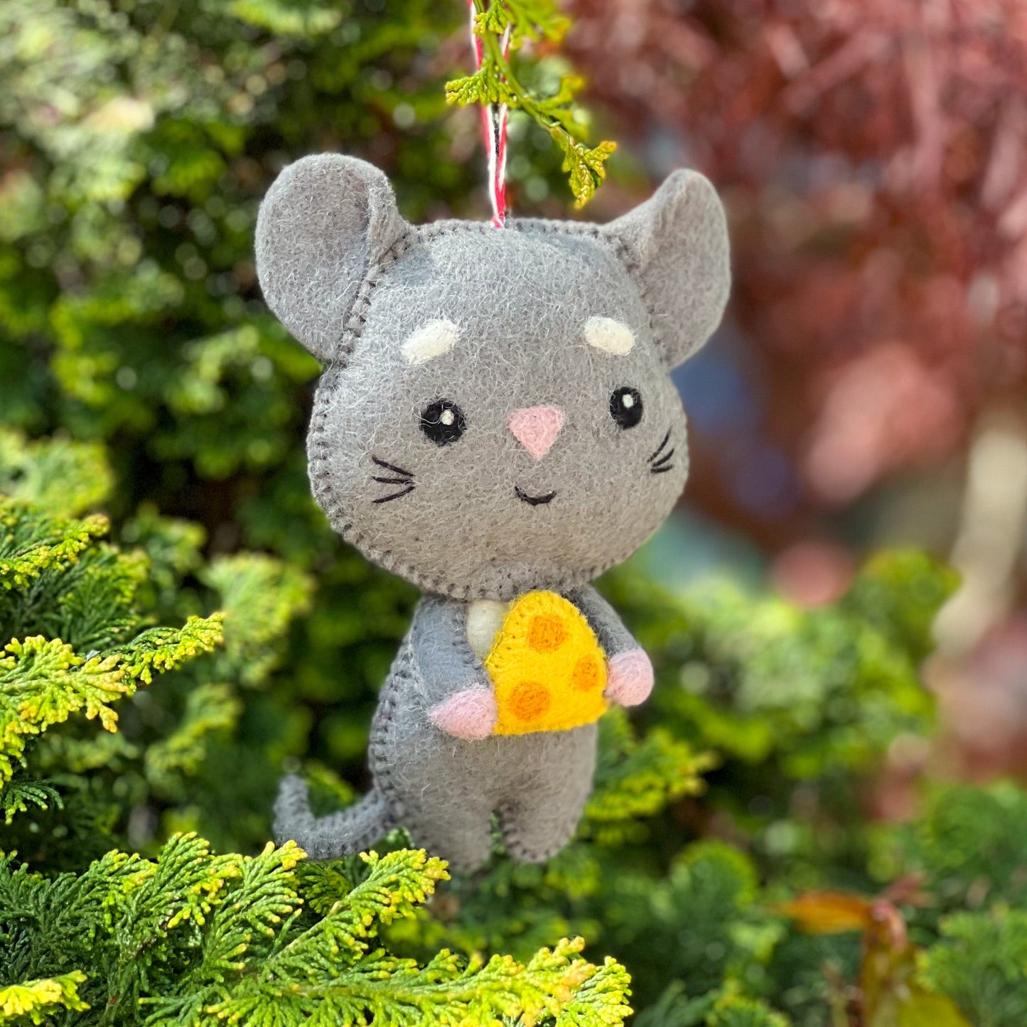 Felt Ornament Mouse with Cheese