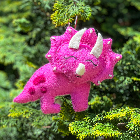 Handfelted Ornament Triceratops