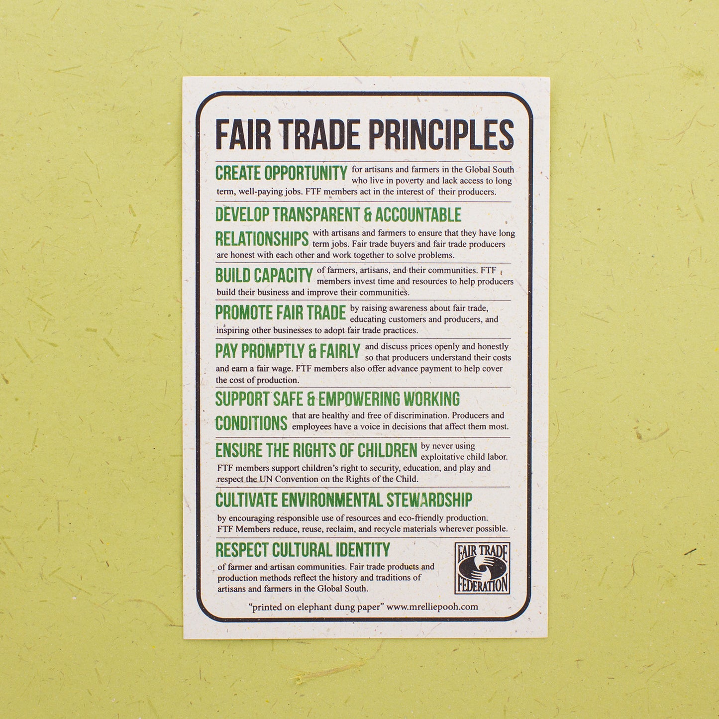 Fair Trade Principles Pamphlets (100pc)