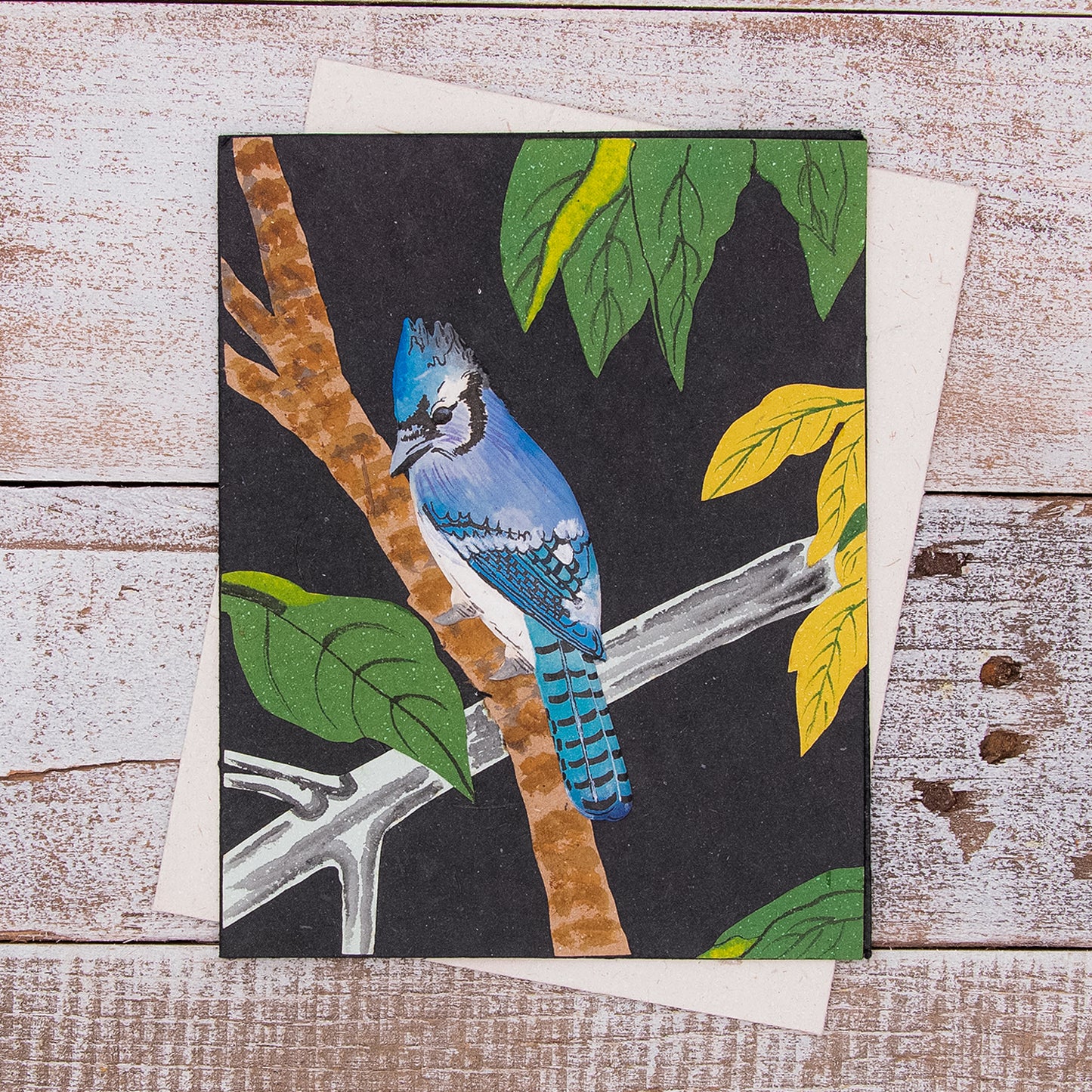 Single Greeting Card Blue Jay Embossed
