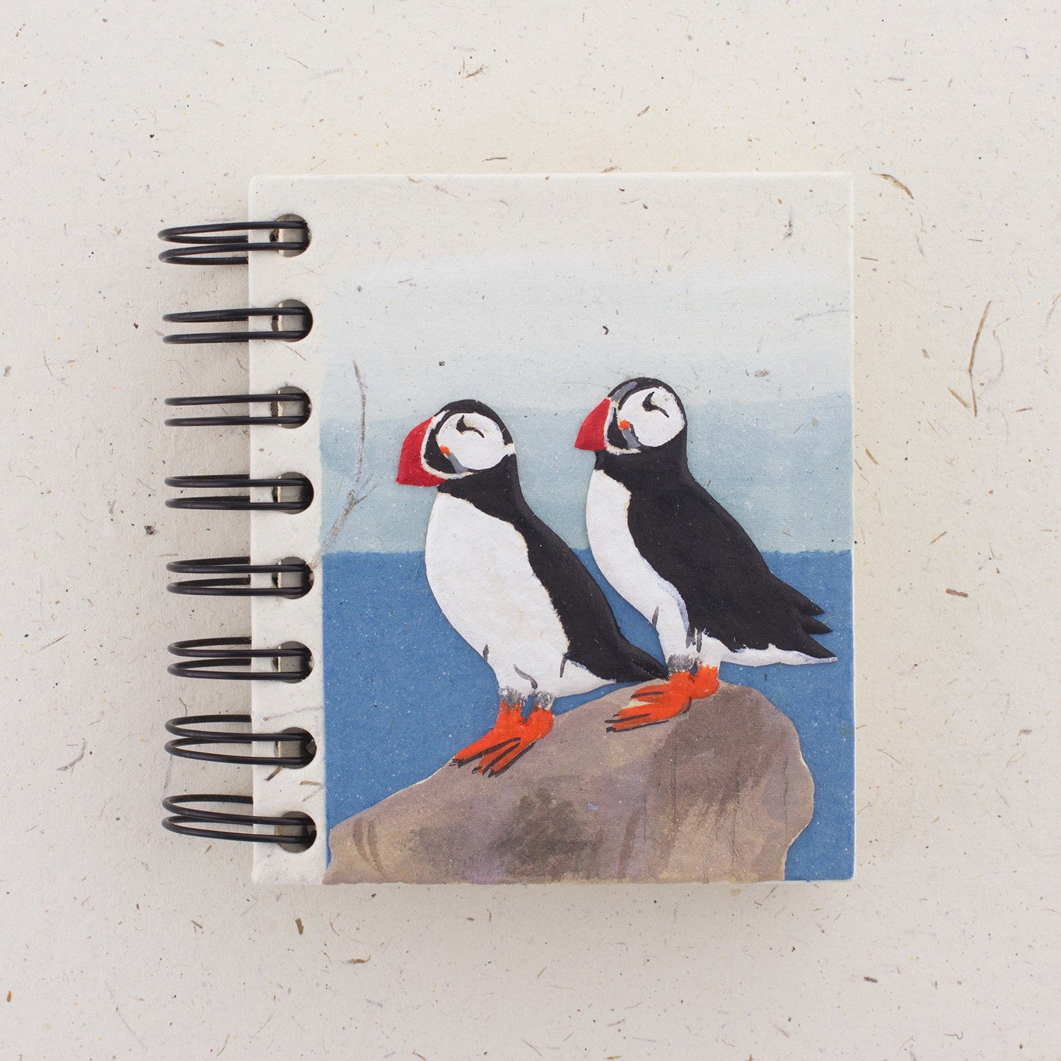 Small Notebook Puffins Natural White