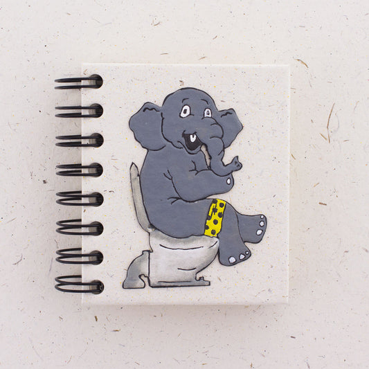 Small Notebook Elephant on Toilet