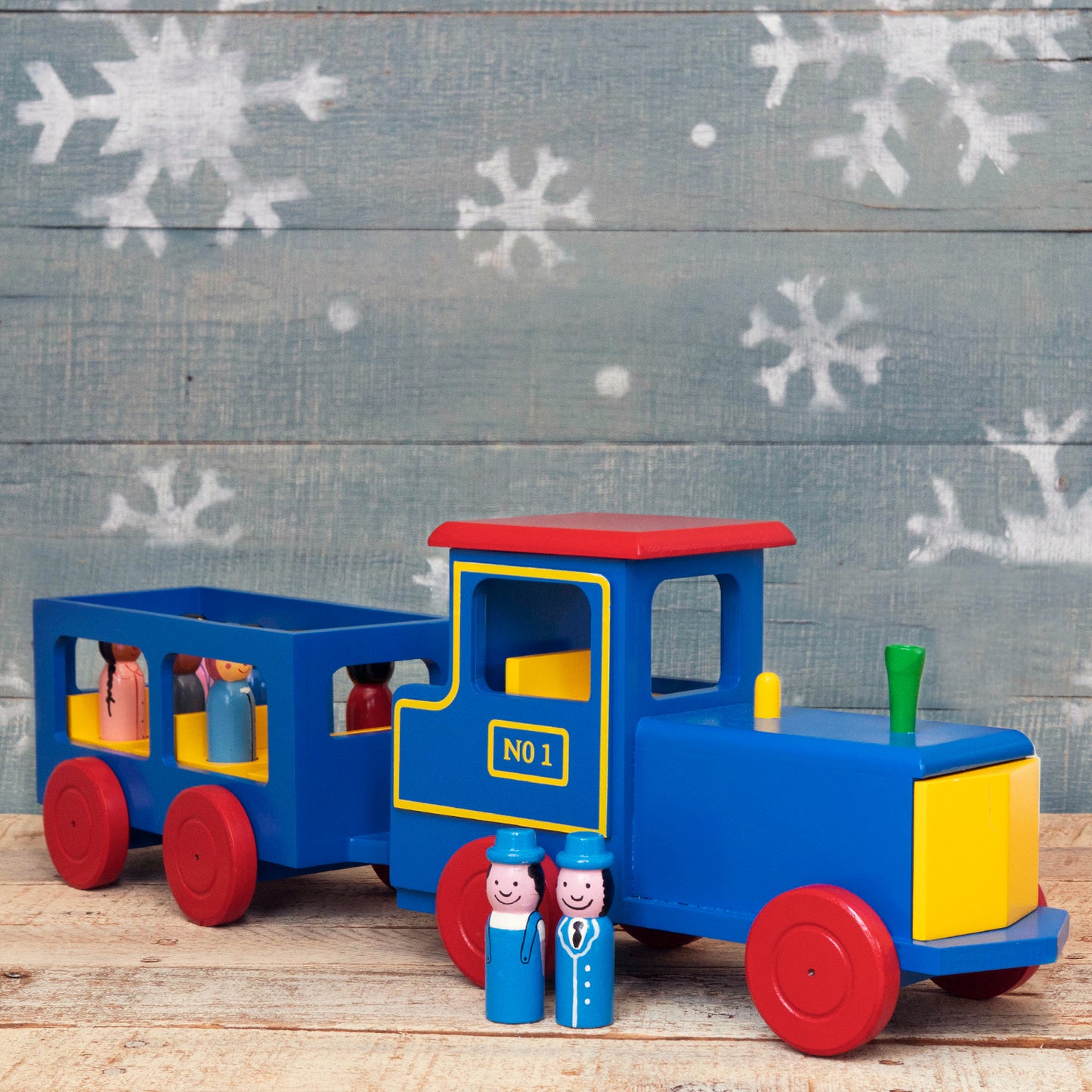 Wooden Train with Passengers