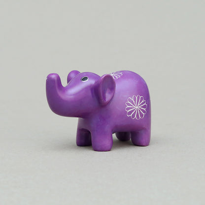 Soapstone Small-Eared Elephant Purple