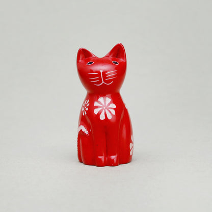 Soapstone Cute Kitty Cat Red