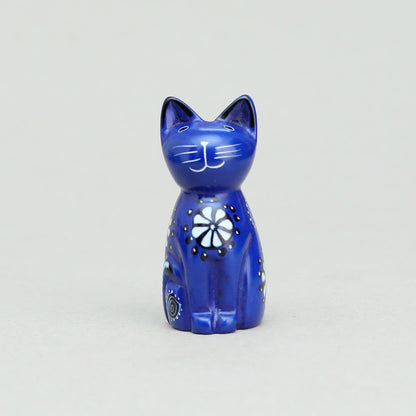 Soapstone Cute Kitty Cat Dark Blue (w)