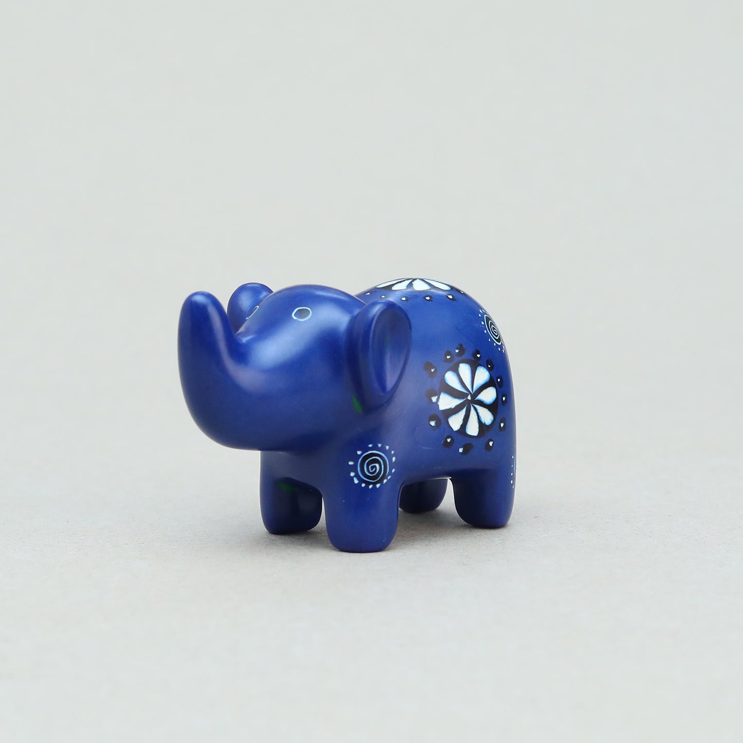 Soapstone Small-Eared Elephant Dark Blue (w)