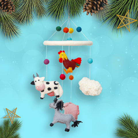 Handfelted Mobile Farm