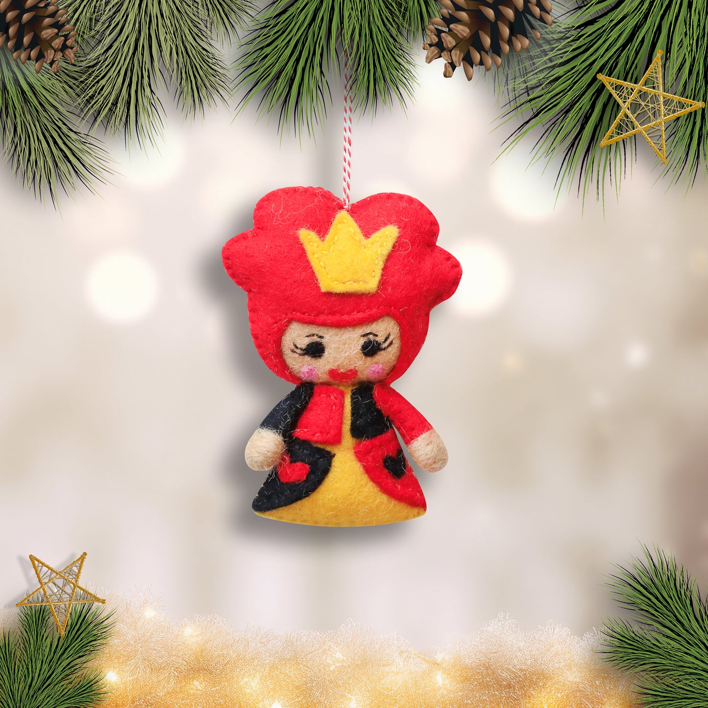 Felt Ornament - Queen of Hearts Inspired