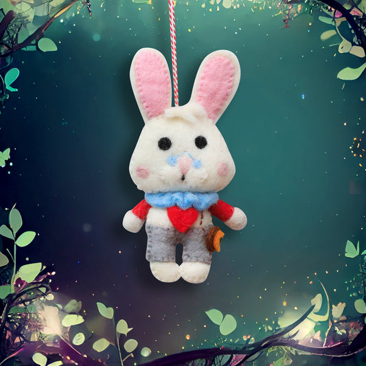 Felt Ornament - White Rabbit Inspired