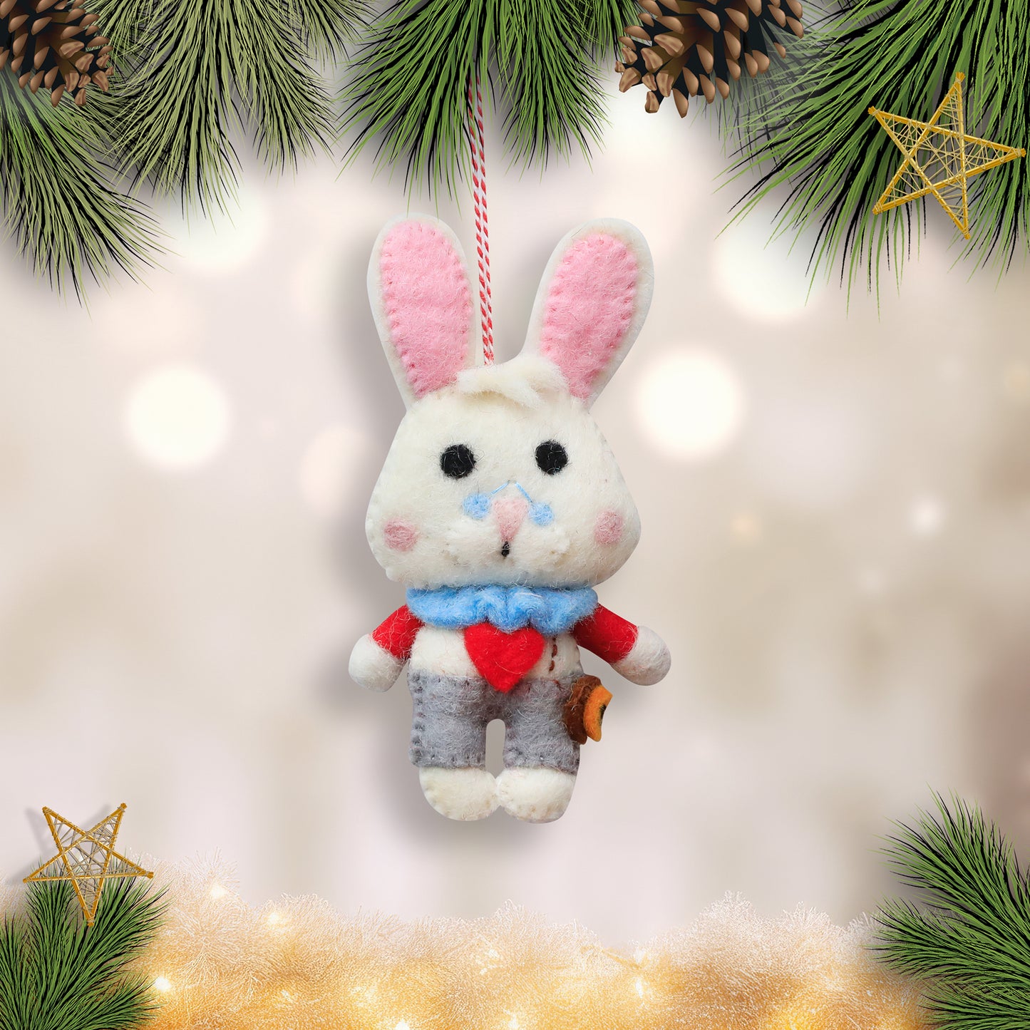 Felt Ornament - White Rabbit Inspired