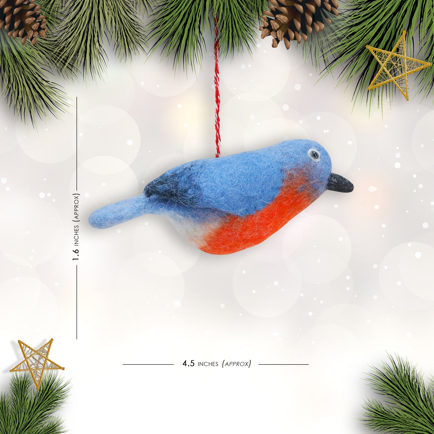 Felt Ornament - Tuft Bluebird