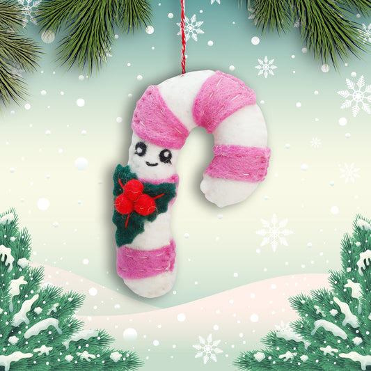Felt Ornament - Candy Cane (w)