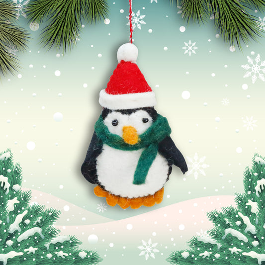 Felt Ornament - Christmas Penguin (w)