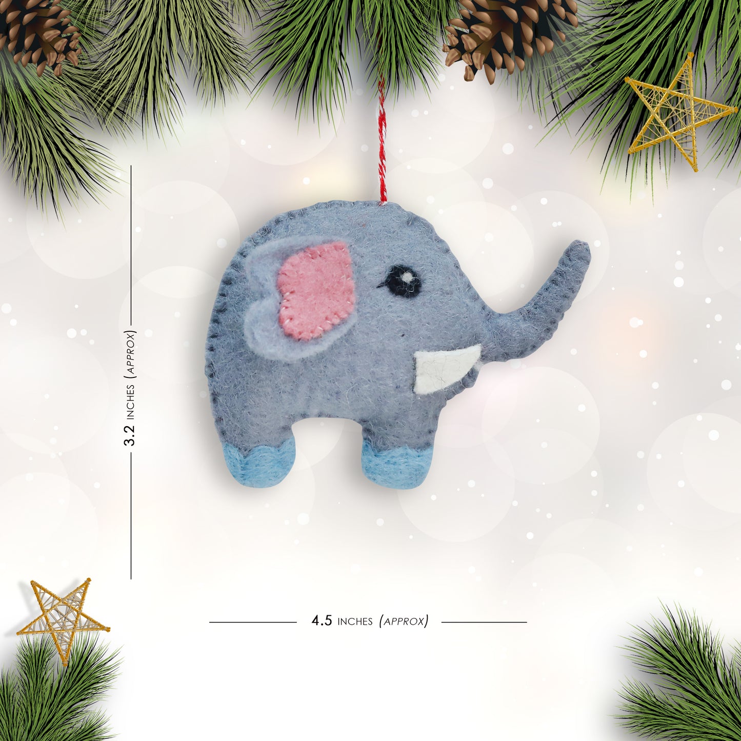 Felt Ornament - Elephant Cute