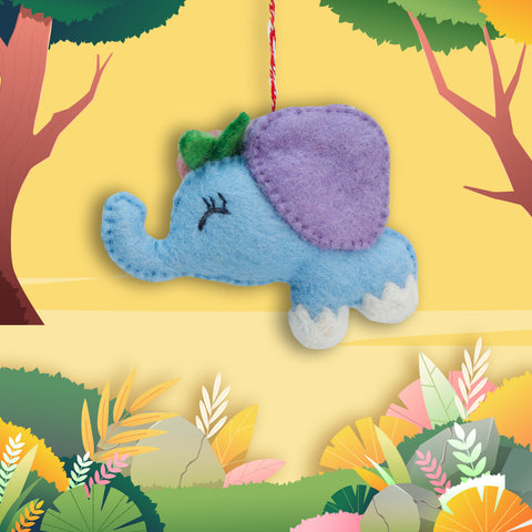 Felt Ornament - Elephant With Bow