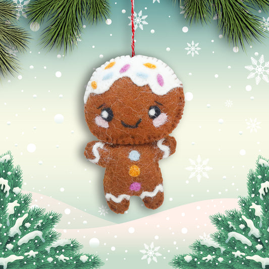 Felt Ornament - Gingerbread Man (w)