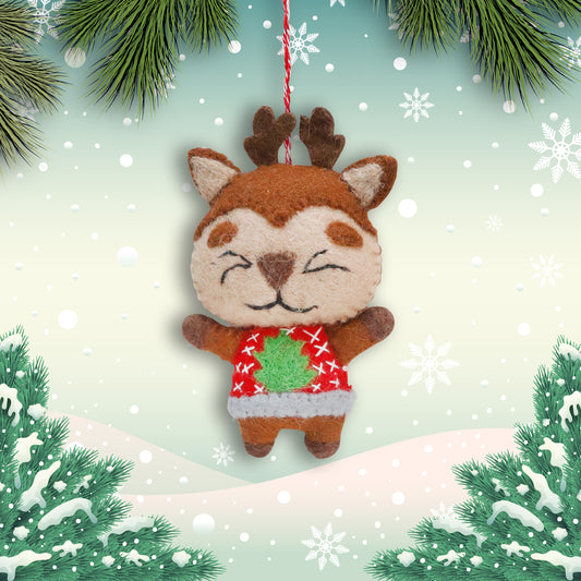 Felt Ornament - Reindeer (w)