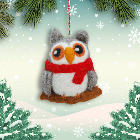 Felt Ornament - Tuft Owl (w)