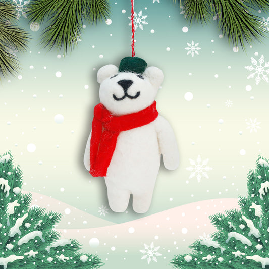 Felt Ornament - Tuft Polar Bear Long (w)