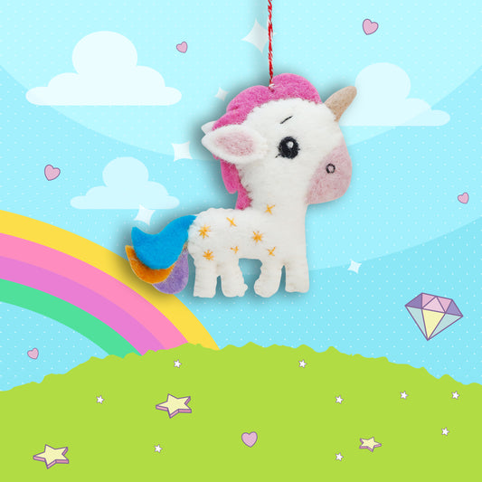 Felt Ornament -  Wavey Tail Unicorn