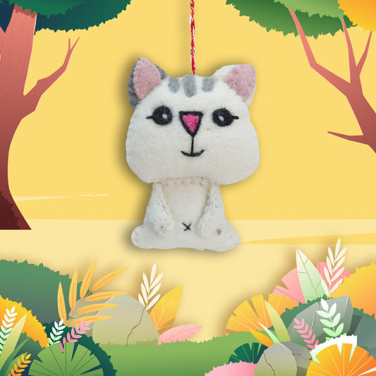 Felt Ornament - White Kitty
